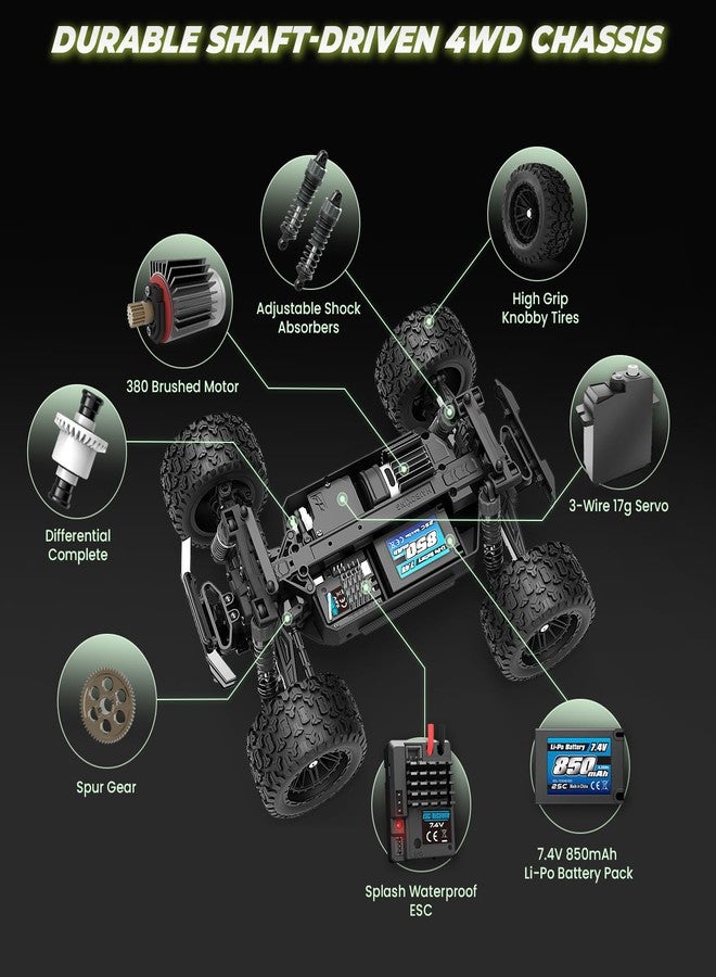 HAIBOXING 1:18 Scale RC Truck 18859E, 4X4 Off-Road Vehicle with Speeds up to 36km/h, Hobby Grade 2.4GHz Remote Control, Water-Resistant Electronics, Two 7.4V Li-Po Batteries for Extended Playtime - Image 3